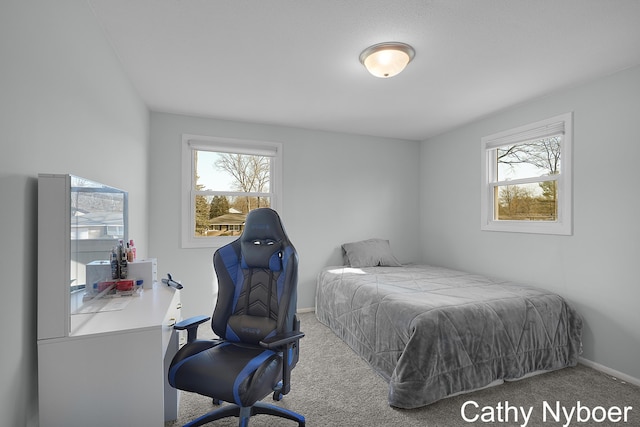 bedroom featuring baseboards and carpet flooring