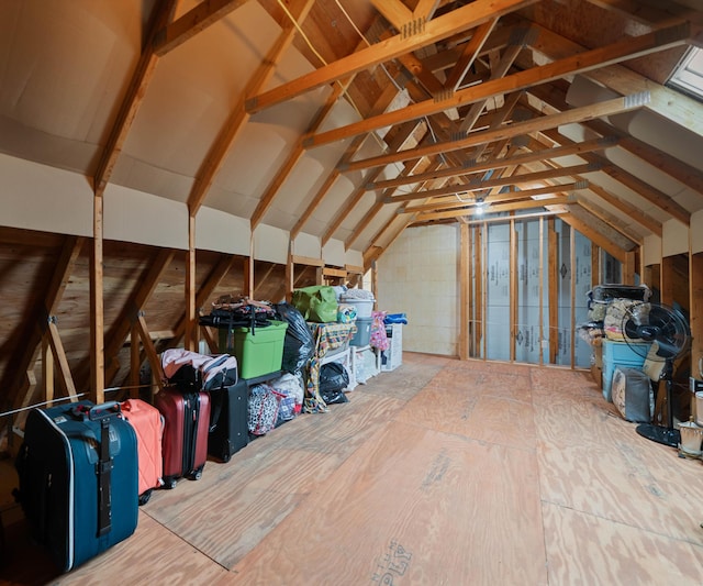 view of unfinished attic