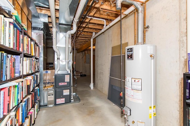 utilities featuring electric panel and gas water heater