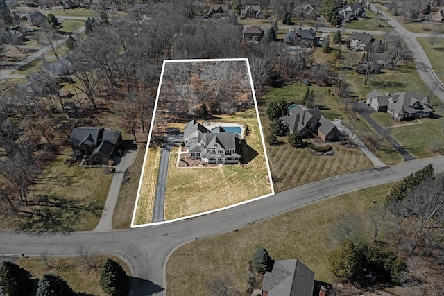 drone / aerial view featuring a residential view