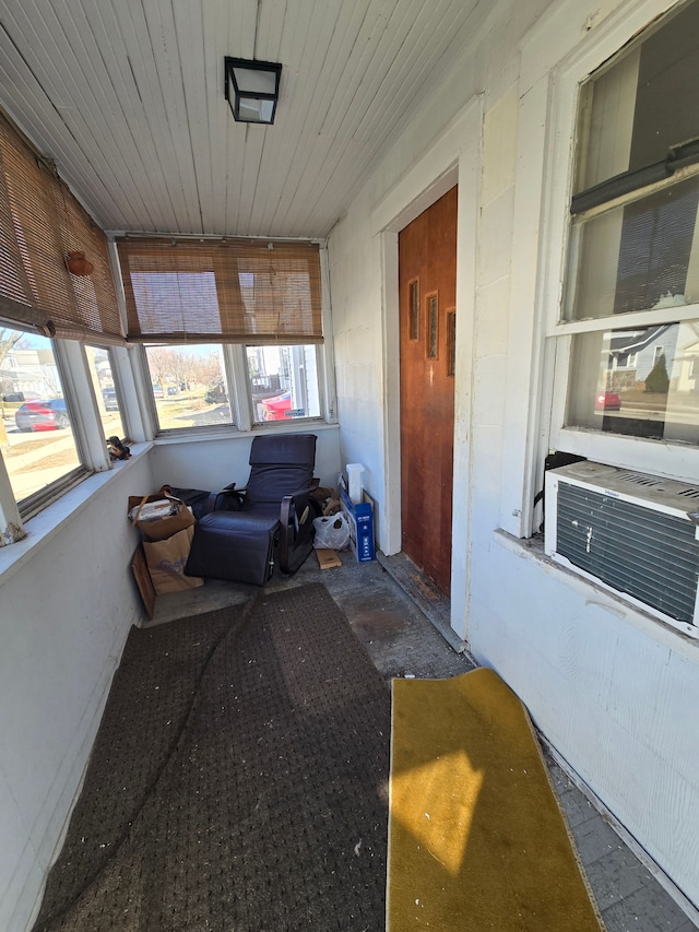 sunroom / solarium with wooden ceiling and cooling unit