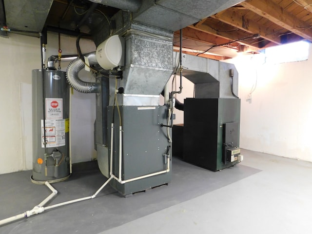 utilities with gas water heater and heating unit