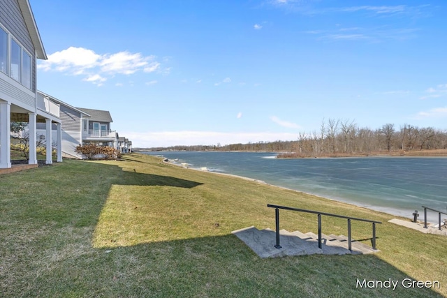 property view of water featuring a beach view