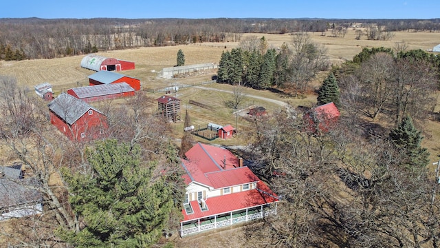 drone / aerial view with a rural view