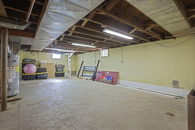 basement with water heater