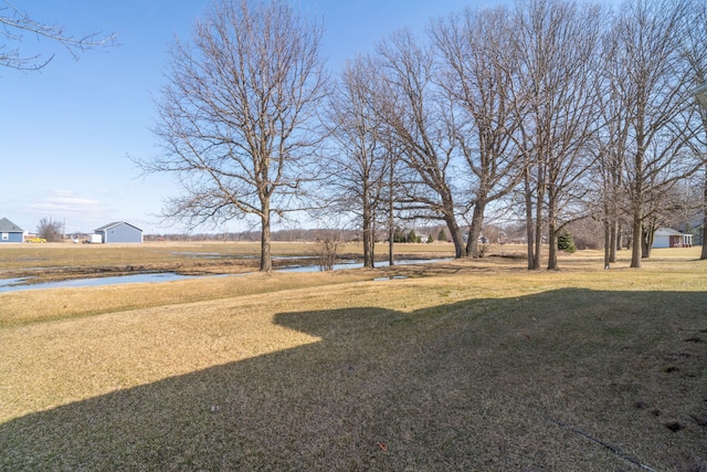 view of yard with a water view