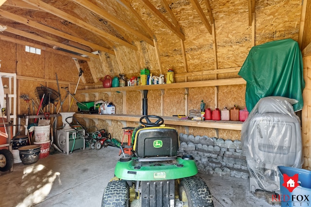 storage room with a garage