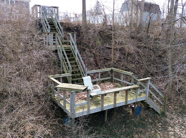 wooden deck with stairway