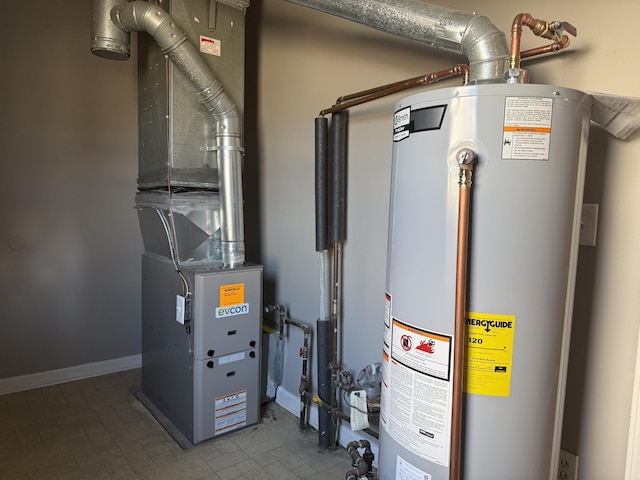 utility room with gas water heater