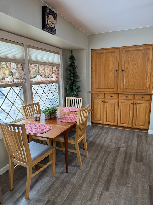 dining room featuring baseboards and dark wood-style flooring