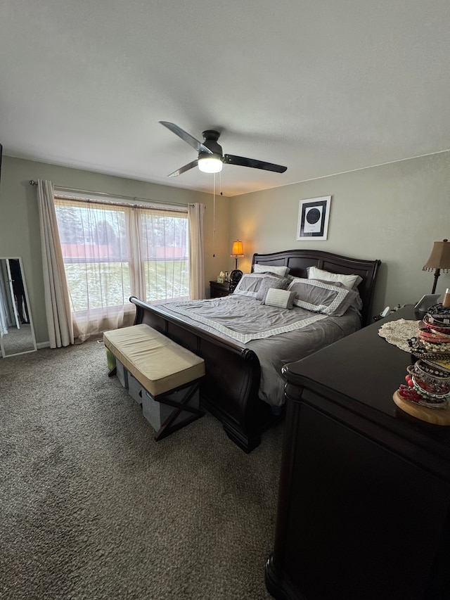 bedroom featuring a ceiling fan and carpet flooring