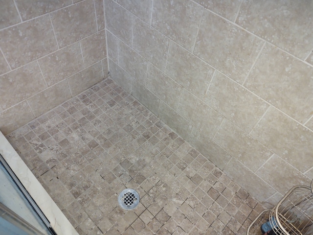 interior details featuring tiled shower