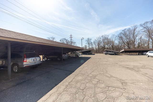 view of covered parking lot