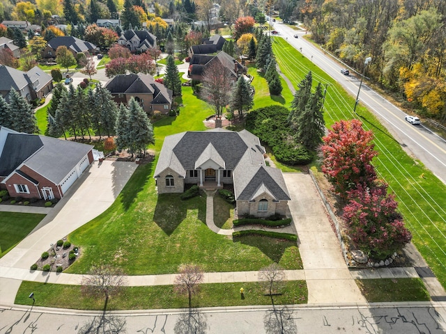 bird's eye view with a residential view