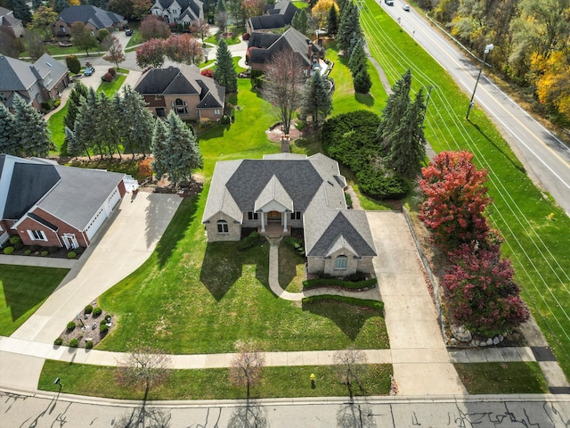 drone / aerial view with a residential view