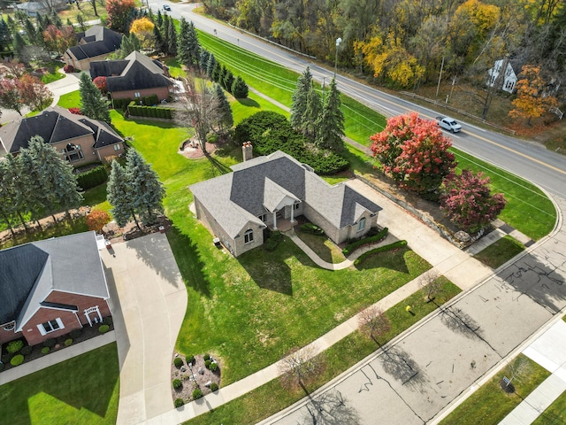 drone / aerial view with a residential view