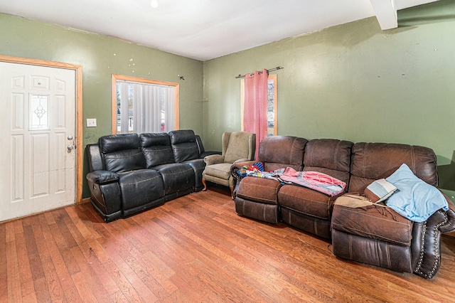 living area featuring hardwood / wood-style flooring