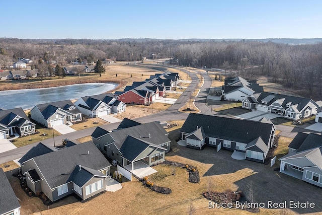 aerial view with a residential view