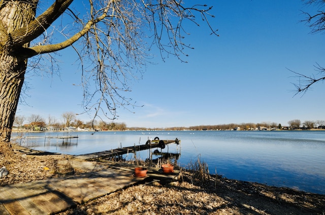 view of dock featuring a water view