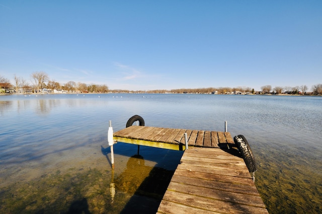 view of dock featuring a water view