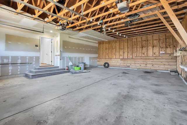 garage with a garage door opener