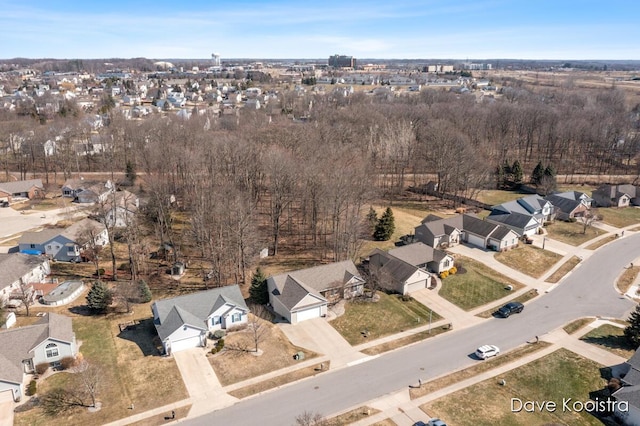 bird's eye view with a residential view