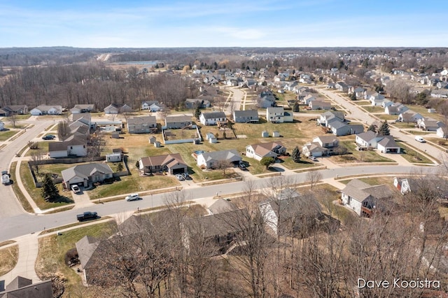 aerial view with a residential view