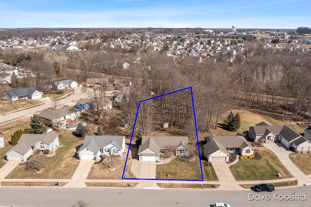 bird's eye view with a residential view