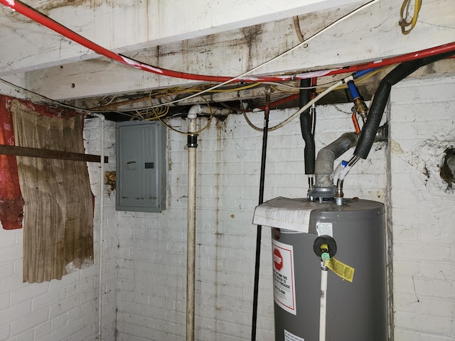 utilities with electric panel and water heater