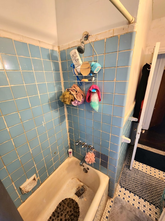 full bath with tile patterned floors