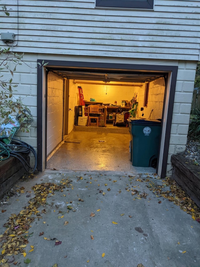 view of garage