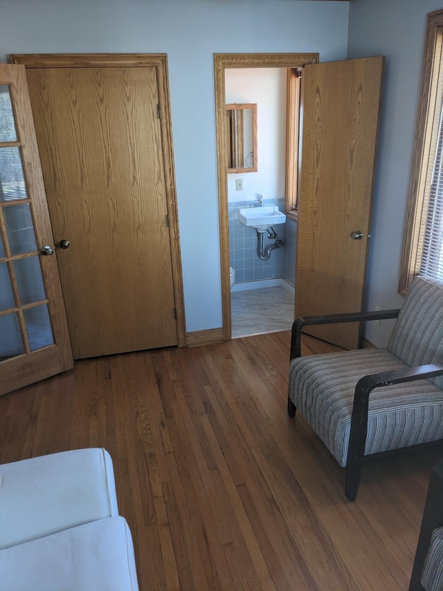 living area with wood finished floors