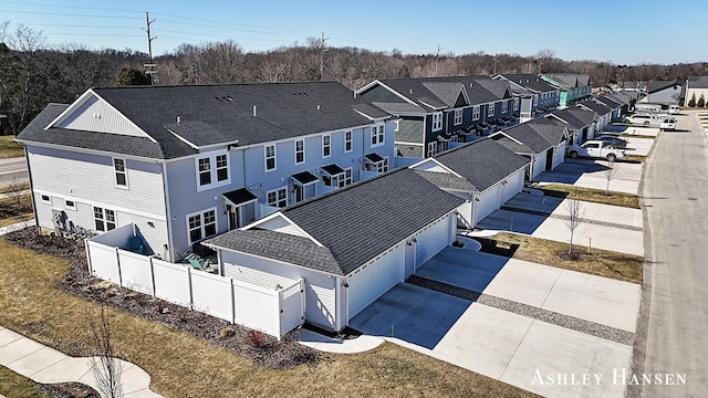 drone / aerial view with a residential view