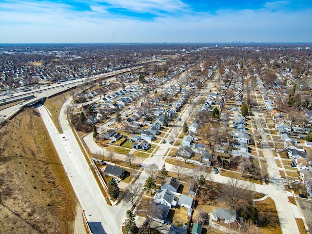 bird's eye view featuring a residential view