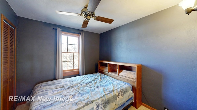 bedroom featuring ceiling fan