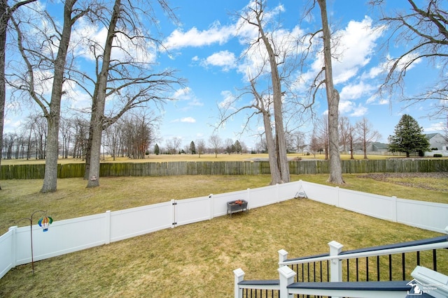 view of yard featuring a fenced backyard