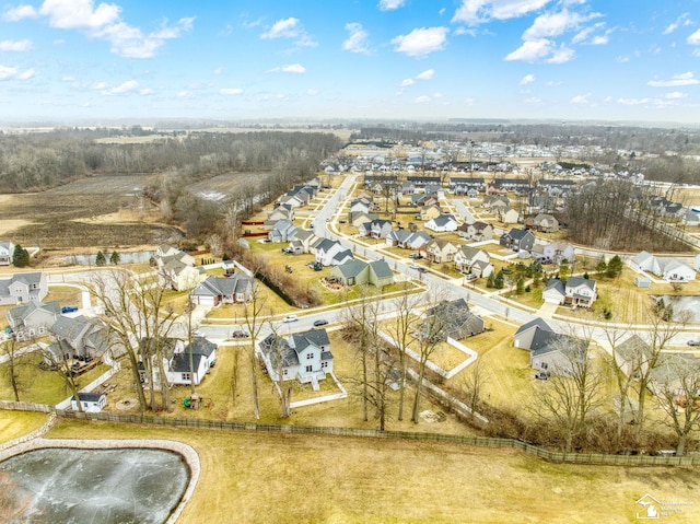 aerial view with a residential view