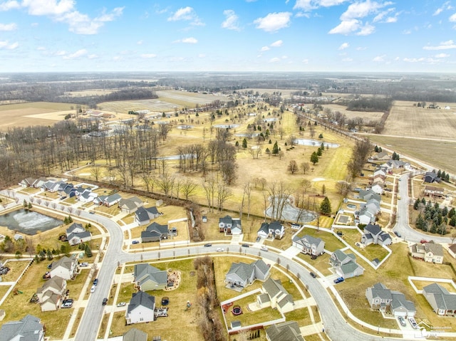 birds eye view of property featuring a rural view and a residential view