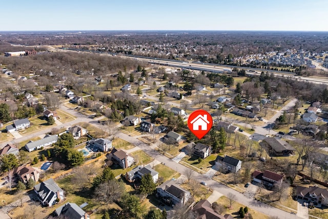 aerial view featuring a residential view