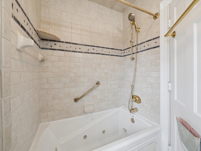 bathroom with a combined bath / shower with jetted tub