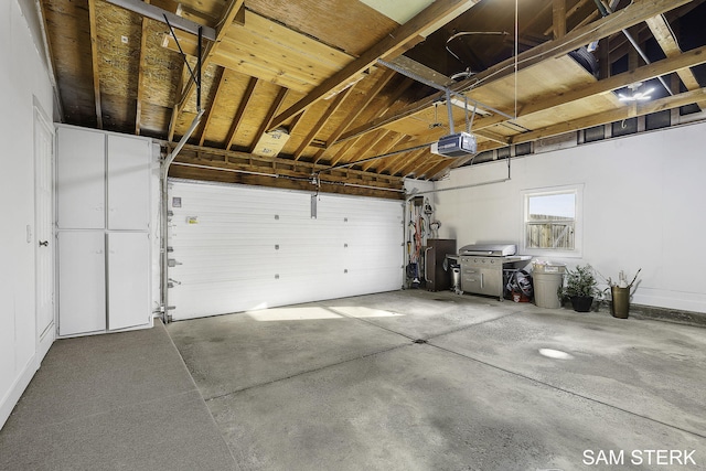 garage with a garage door opener