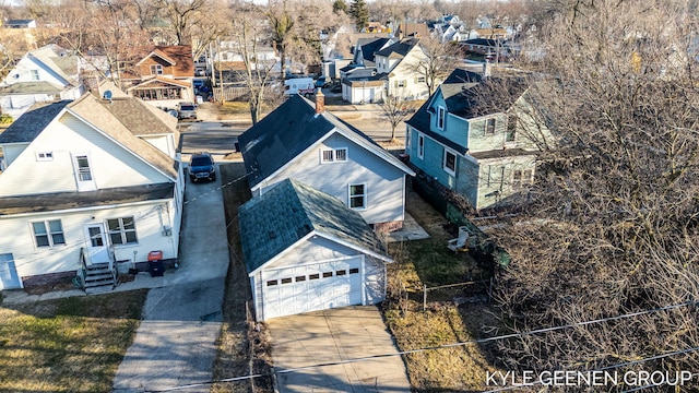 aerial view with a residential view