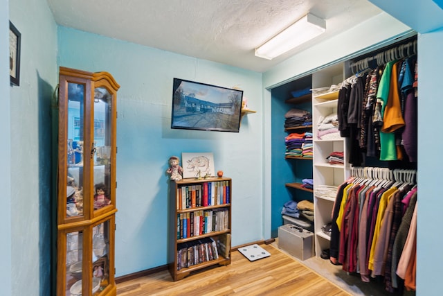 walk in closet featuring wood finished floors