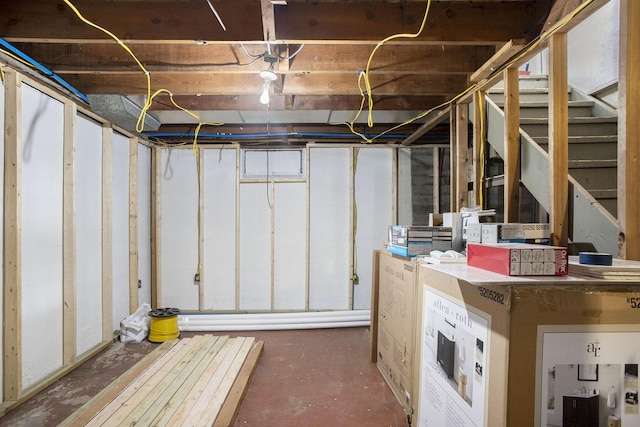 view of unfinished basement