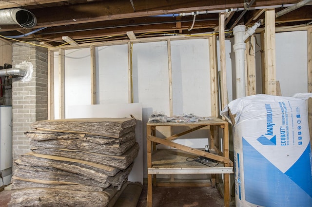 view of unfinished basement