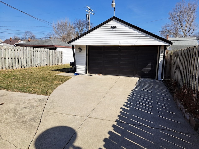 detached garage with fence