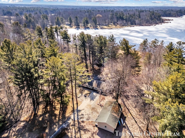 bird's eye view featuring a view of trees