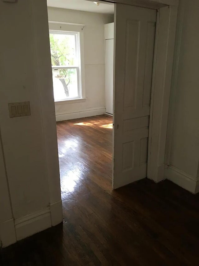 spare room featuring dark wood-type flooring