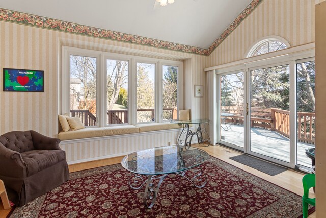 interior space with vaulted ceiling