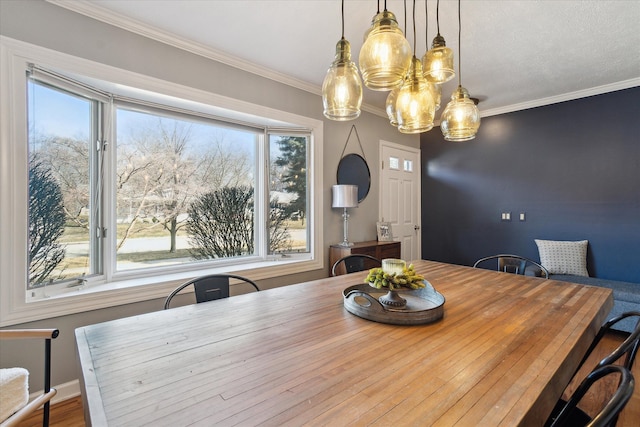 dining room with baseboards and ornamental molding